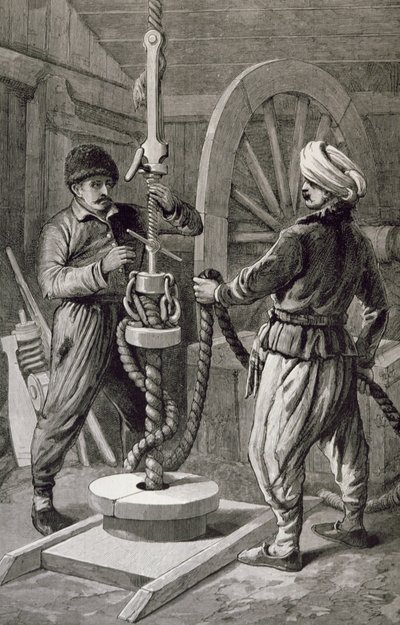 The Petroleum Wells at Baku on the Caspian: Boring a Petroleum Oil Well by English School